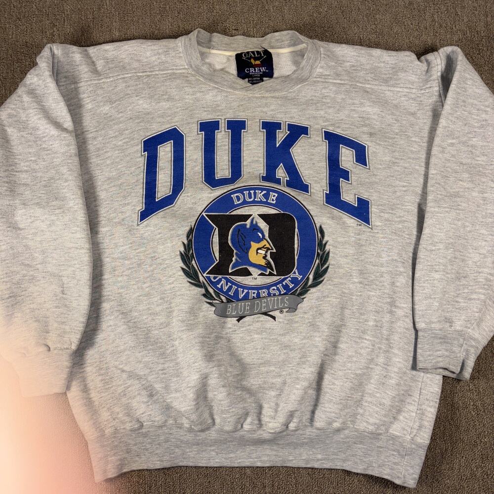 Duke University Vintage Sweatshirt Blue Devils Gray Large Galt 25x26